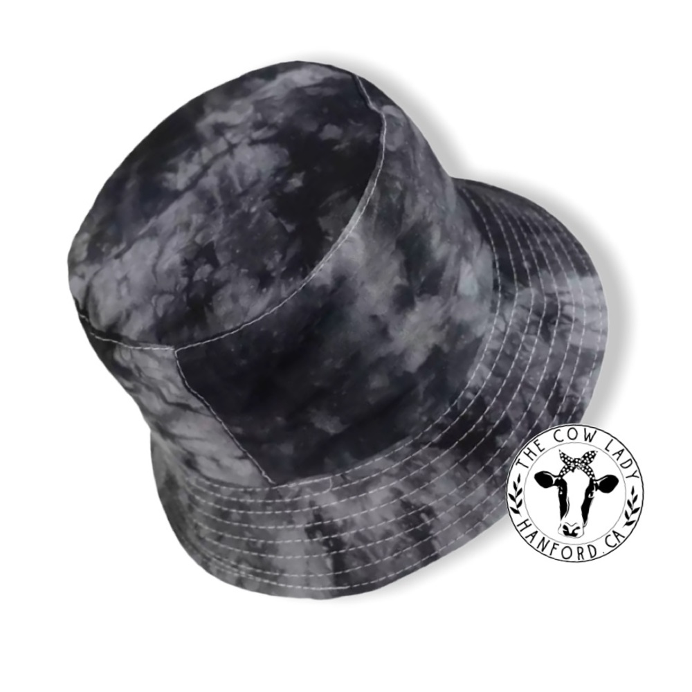 Tie Dye Women’s Acid Wash Bucket Hat Reversible Fisherman Panama Cap Black NEW